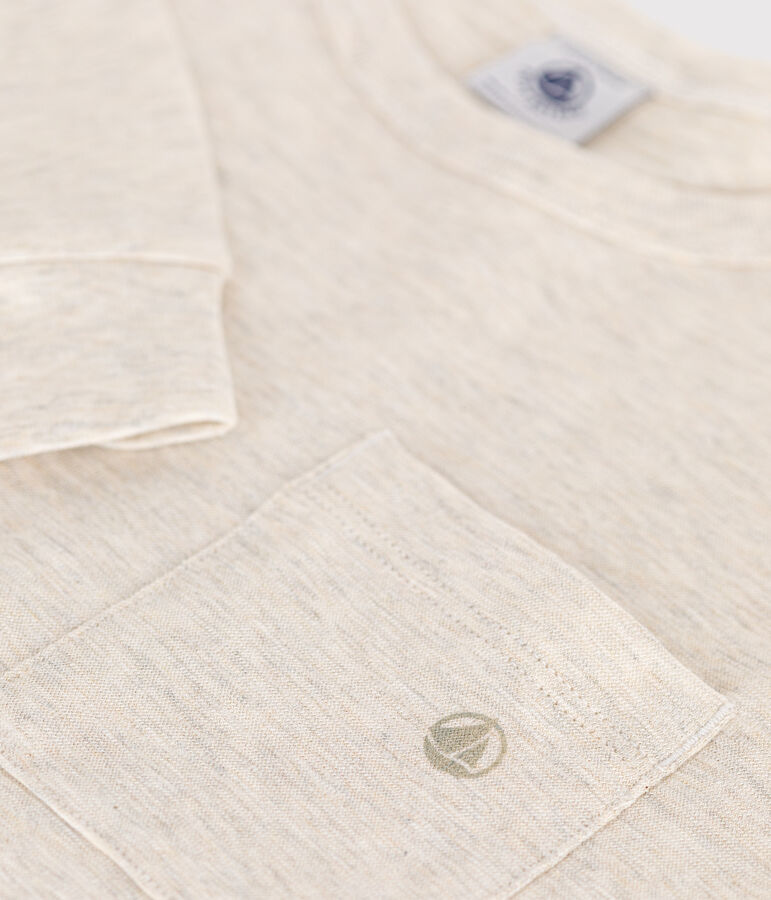 Tee-shirt manches longues en jersey flamm&eacute; enfant gar&ccedil;on beige MONTELIMAR CHINE