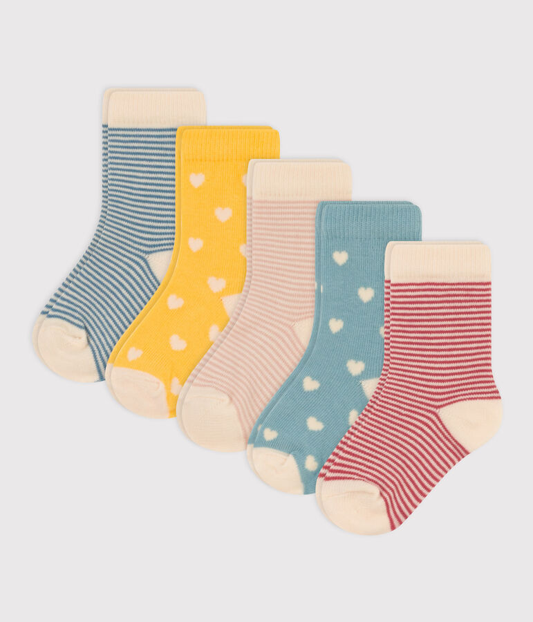Lot de 5 paires de chaussettes c&oelig;urs en jersey de coton b&eacute;b&eacute; multicouleur