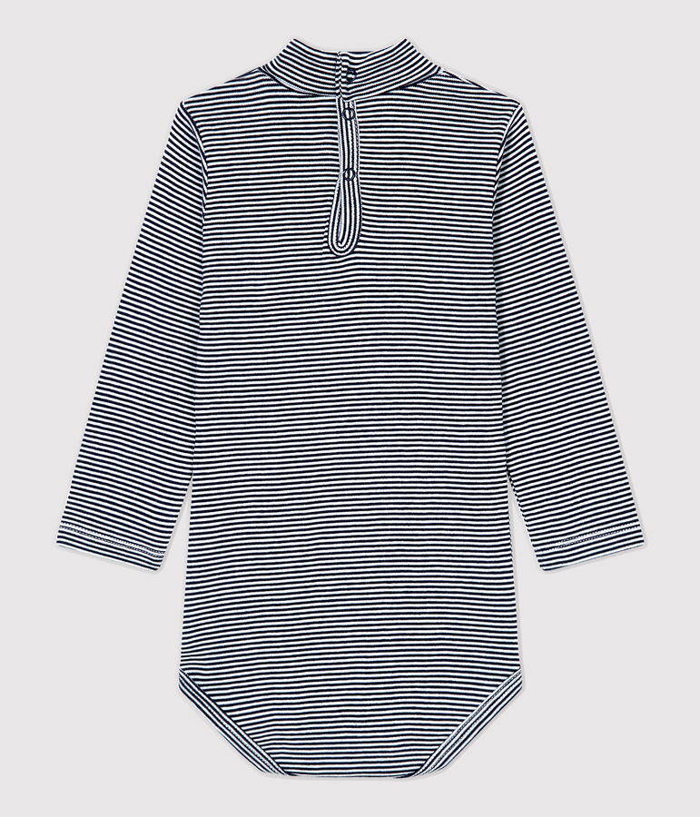 Body en coton b&eacute;b&eacute;. bleu SMOKING/blanc MARSHMALLOW