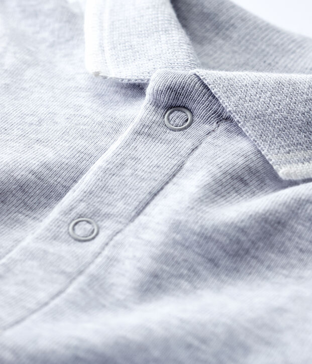 Body manches courtes colo polo en coton b&eacute;b&eacute; gris