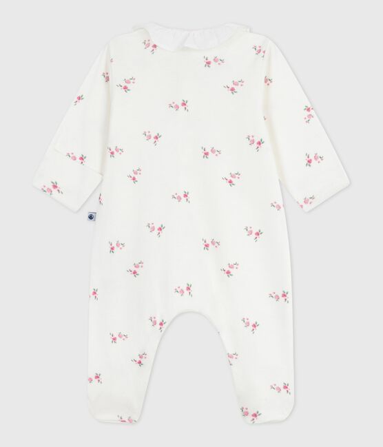 Pyjama bébé en coton à col fleuri blanc MARSHMALLOW/blanc MULTICO