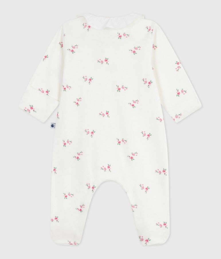 Pyjama b&eacute;b&eacute; en coton &agrave; col fleuri blanc MARSHMALLOW/blanc MULTICO