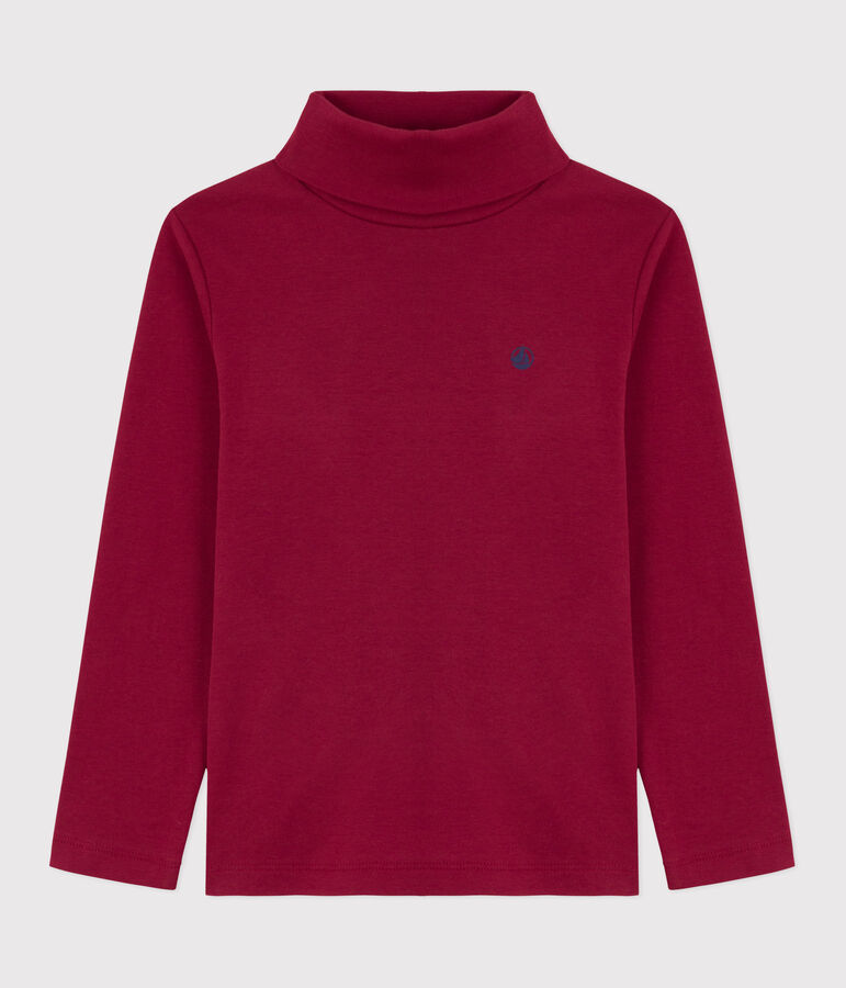 Sous-pull enfant en coton uni rouge AMARANTE