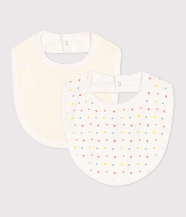 Lots de deux bavoirs b&eacute;b&eacute; en coton imprim&eacute; multicouleur