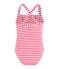 Maillot de bain une pièce à rayures détails de volants. rose GEISHA/blanc MARSHMALLOW