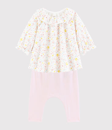 PETIT BATEAU - Robe et legging bébé à fleurs en coton biologique