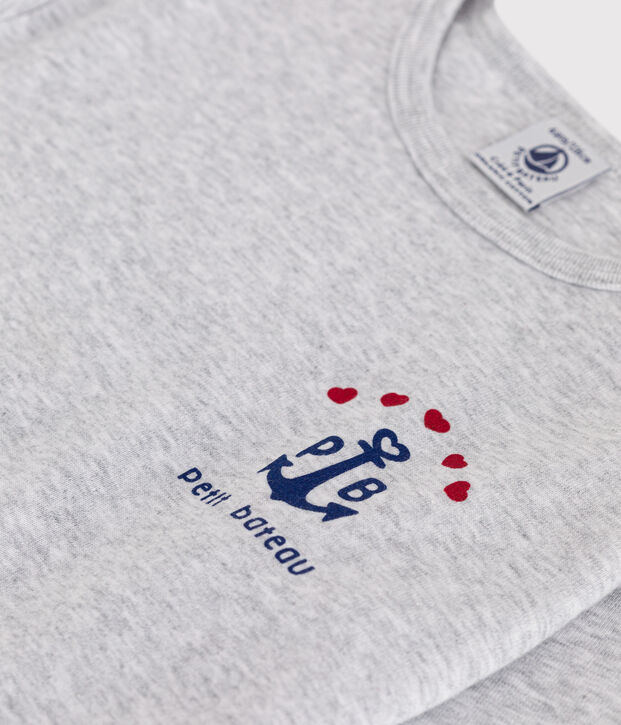 Tee-shirt enfant manches longues en coton gris