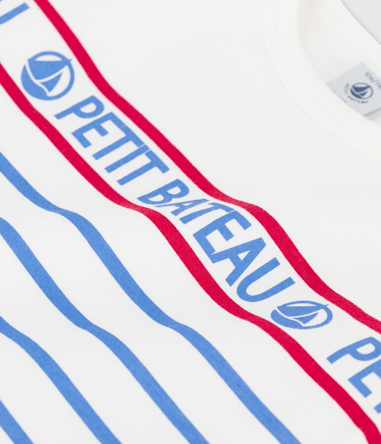 Tee-shirt manches longues en jersey b&eacute;b&eacute; blanc/bleu