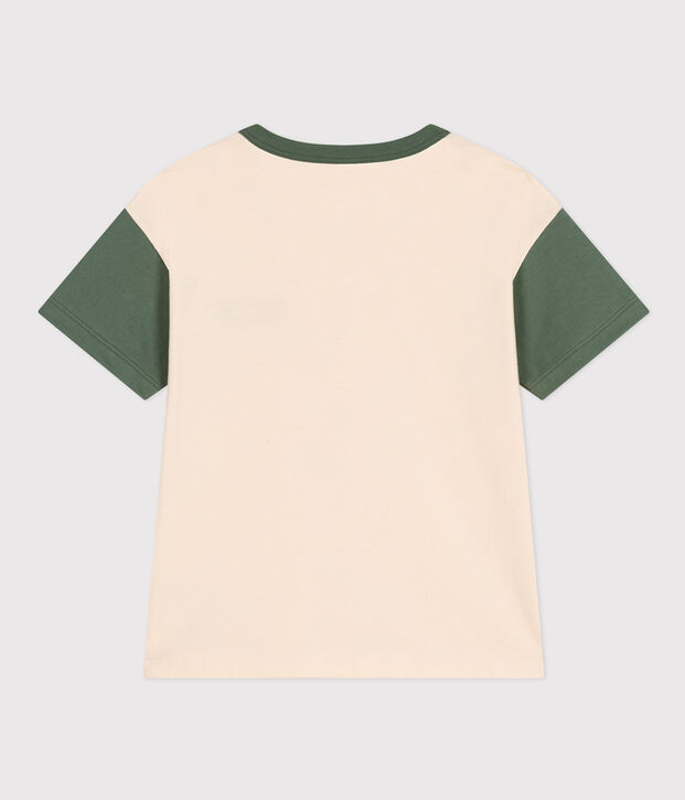 Tee-shirt imprim&eacute; en jersey enfant gar&ccedil;on &eacute;cru/vert