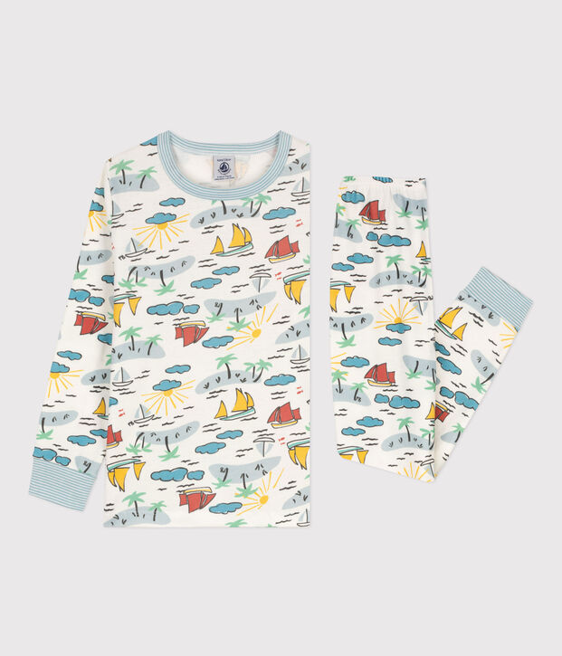 Pyjama explorateur en coton enfant blanc/multicouleur