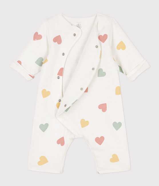 Combinaison longue en coton bébé blanc MARSHMALLOW/blanc MULTICO