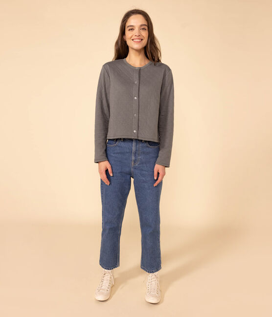 Cardigan à pressions en tubique femme vert THUYA