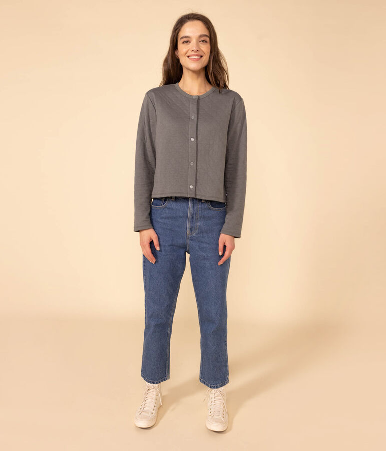 Cardigan &agrave; pressions en tubique femme vert