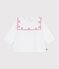 Blouse bébé en popeline de coton manches longues, brodée cœurs blanc ECUME