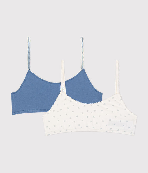 Lot de 2 brassi&egrave;res c&oelig;ur en coton et &eacute;lasthanne enfant multicouleur