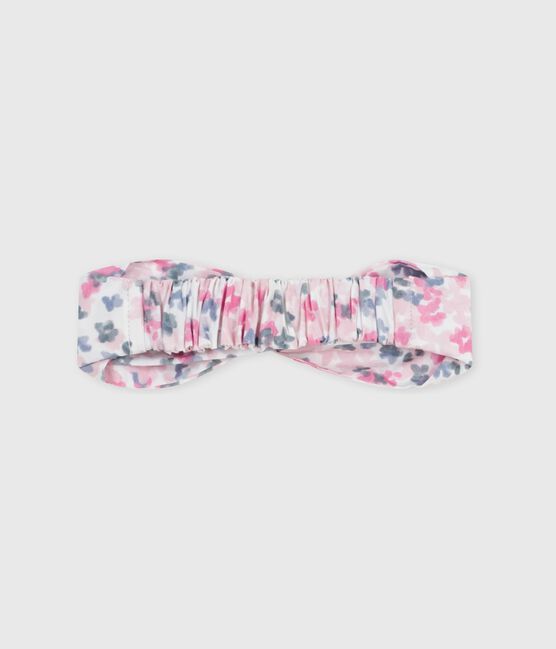 Bandeau bébé en popeline imprimé fleurs rose CHARME/blanc MULTICO