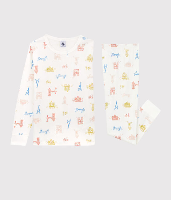 Pyjama Paris en coton enfant blanc MARSHMALLOW/blanc MULTICO
