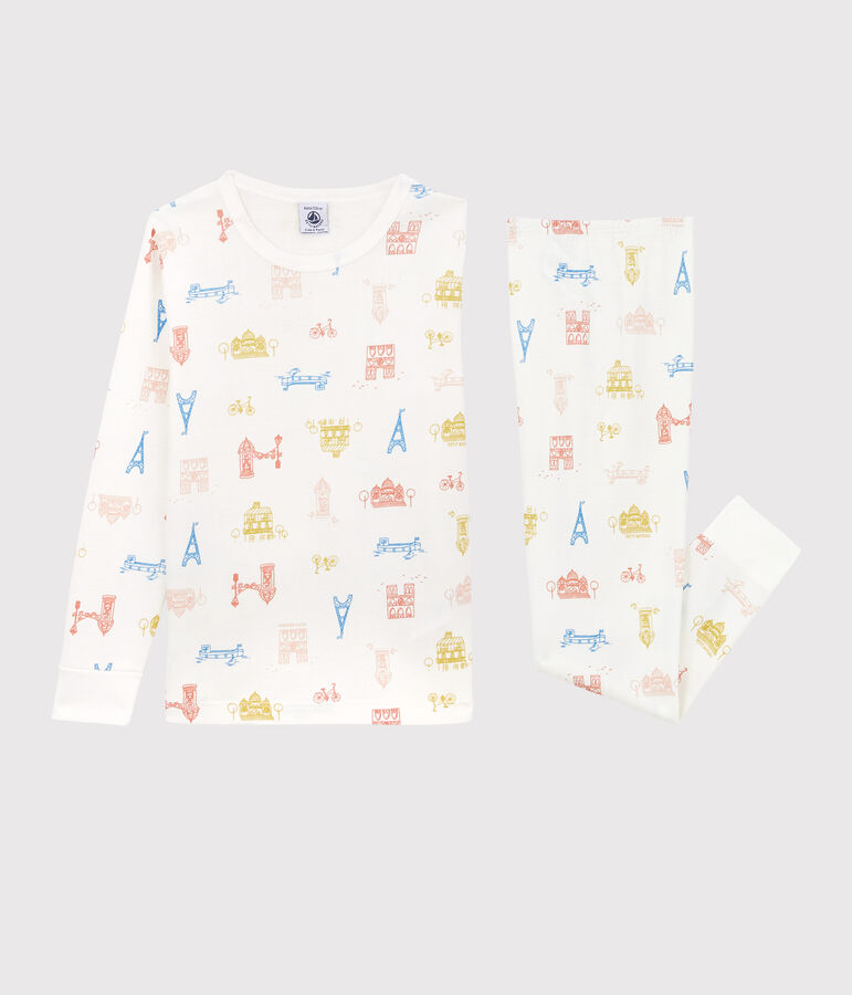 Pyjama Paris en coton enfant blanc MARSHMALLOW/blanc MULTICO