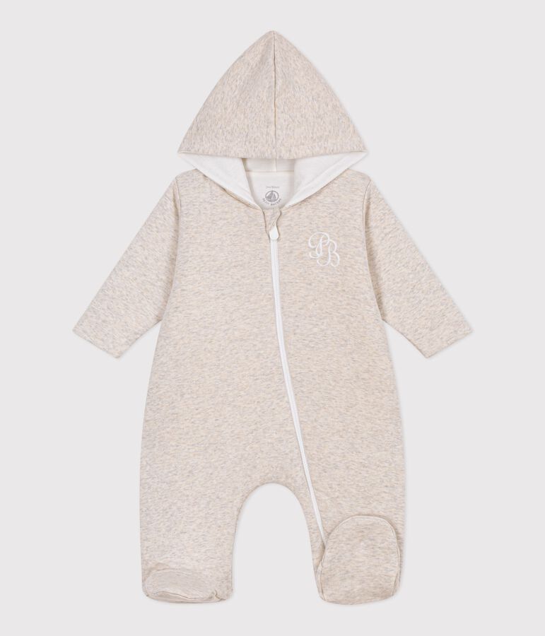 Combinaison ouatin&eacute;e b&eacute;b&eacute; &agrave; capuche et pieds, unie beige MONTELIMAR CHINE