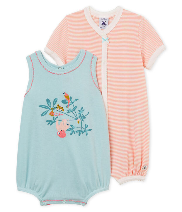 Duo de combicourts b&eacute;b&eacute; fille en c&ocirc;te multicouleur