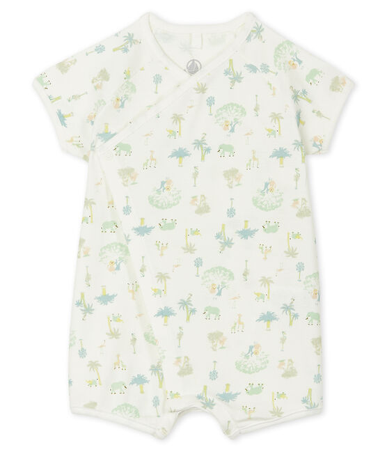 Combicourt bébé mixte en côte blanc MARSHMALLOW+AMANDIER/vert MULTICO