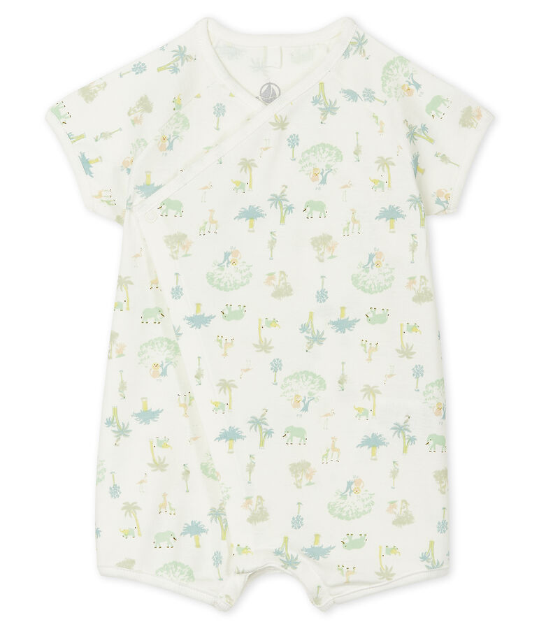 Combicourt b&eacute;b&eacute; mixte en c&ocirc;te blanc MARSHMALLOW+AMANDIER/vert MULTICO