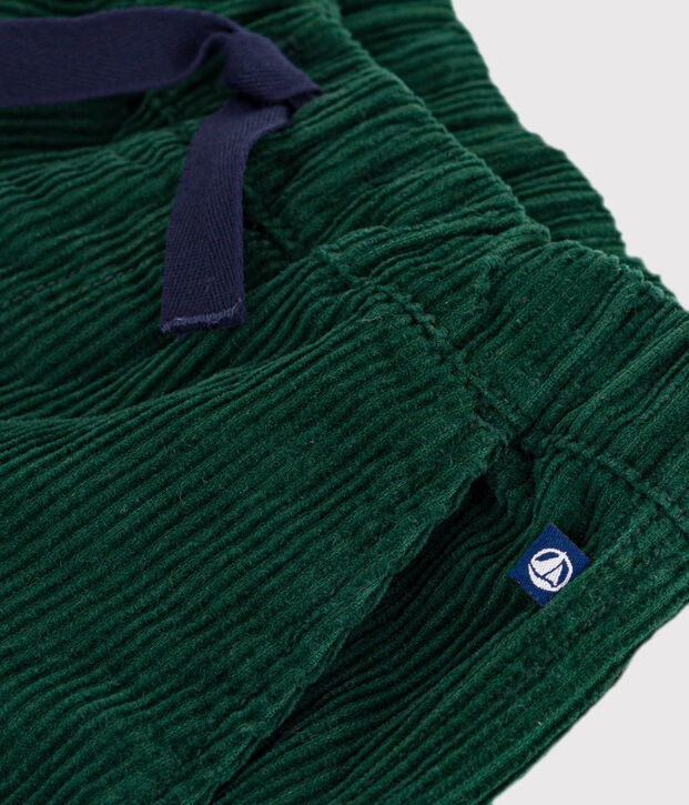 Pantalon cargo enfant en velours uni vert