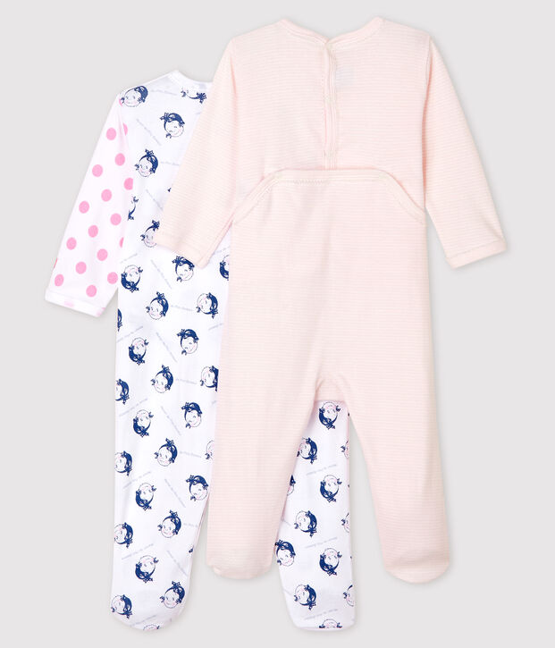 Lot de 2 dors-bien b&eacute;b&eacute; fille en c&ocirc;te multicouleur