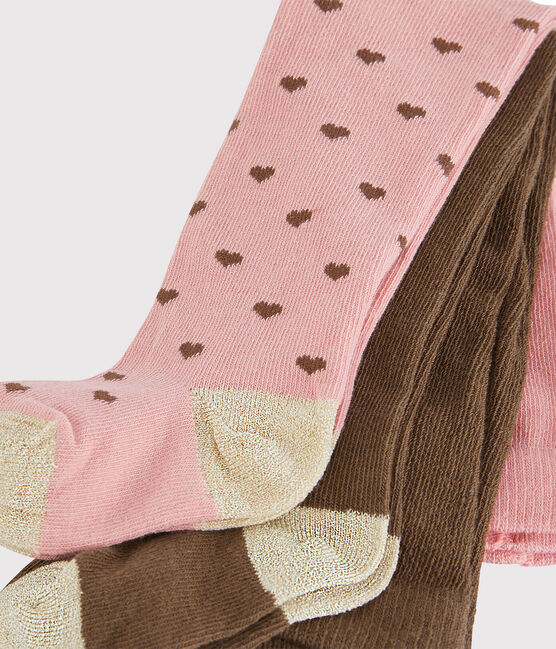 Lot de 2 paires de collants bébé fille rose CHARME/blanc MULTICO