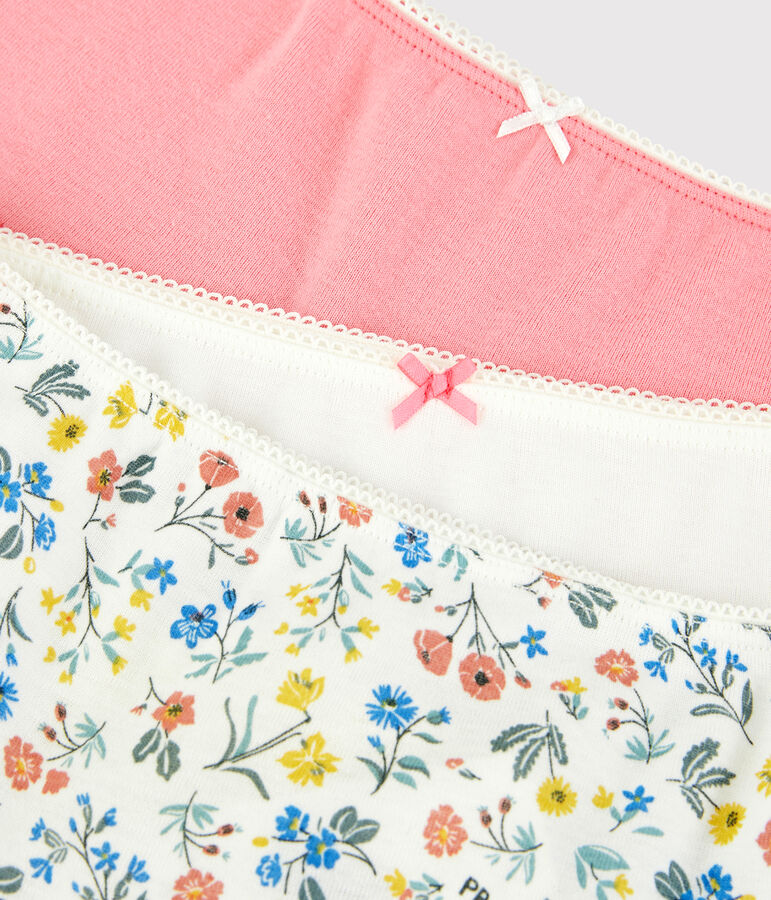 Lot de 3 shorties fleurs r&eacute;tro petite fille en coton multicouleur