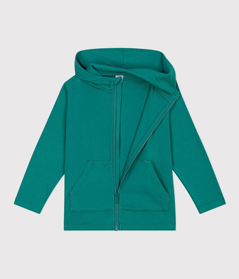 Sweatshirt &agrave; capuche zipp&eacute; enfant en coton vert