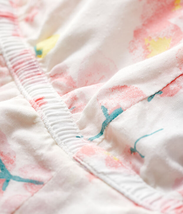 Capeline en popeline imprim&eacute; fleuri b&eacute;b&eacute; fille blanc/multicouleur
