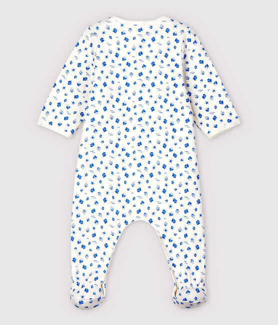 Bodyjama à imprimé bateaux bébé en tubique en coton biologique blanc MARSHMALLOW/bleu COOL