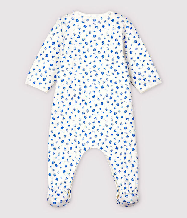 Bodyjama &agrave; imprim&eacute; bateaux b&eacute;b&eacute; en tubique en coton biologique blanc/bleu