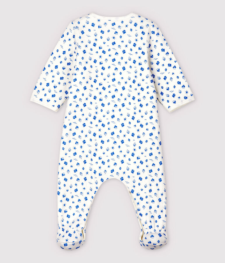 Bodyjama &agrave; imprim&eacute; bateaux b&eacute;b&eacute; en tubique en coton biologique blanc MARSHMALLOW/bleu COOL
