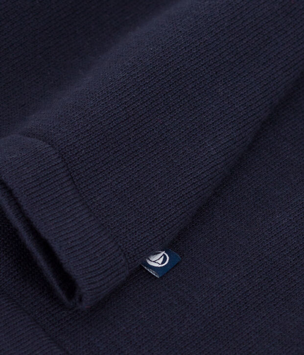 Robe enfant manches longues en coton bleu marine