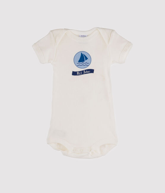 Body manches courtes bébé fille blanc MARSHMALLOW/bleu JASMIN