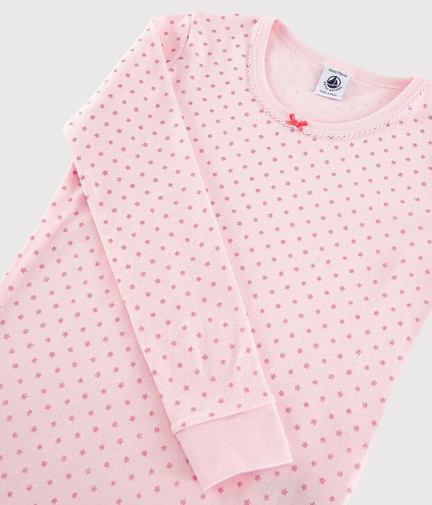 Pyjama snugfit &agrave; &eacute;toiles petite fille en coton rose/orange/gris