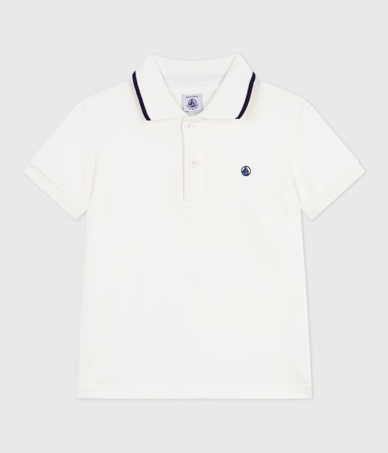 Polo enfant à manches courtes en coton blanc MARSHMALLOW