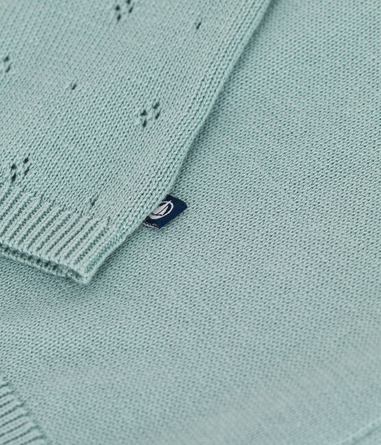 Cardigan bébé en coton point fantaisie vert PAUL