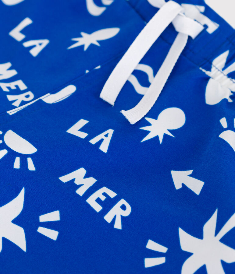 Short de bain enfant imprim&eacute; bleu/blanc