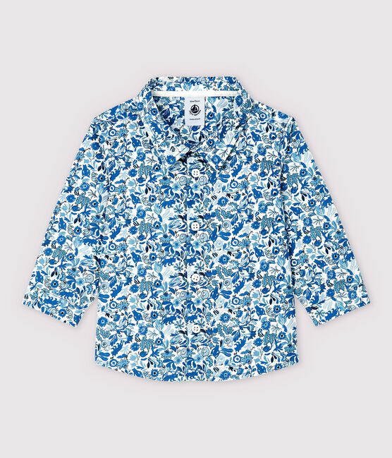 Chemise manches longues en popeline bébé garçon blanc MARSHMALLOW/blanc MULTICO