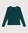 Cardigan femme en coton uni vert fonc&eacute;