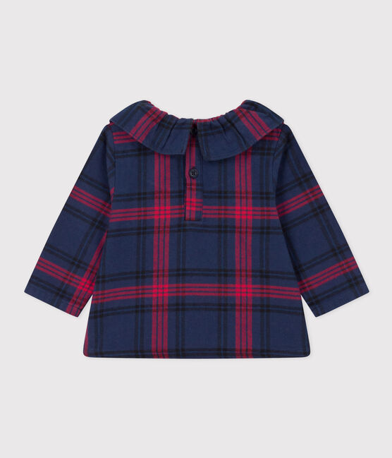 Blouse manches longues en flanelle bébé bleu SMOKING/blanc MULTICO