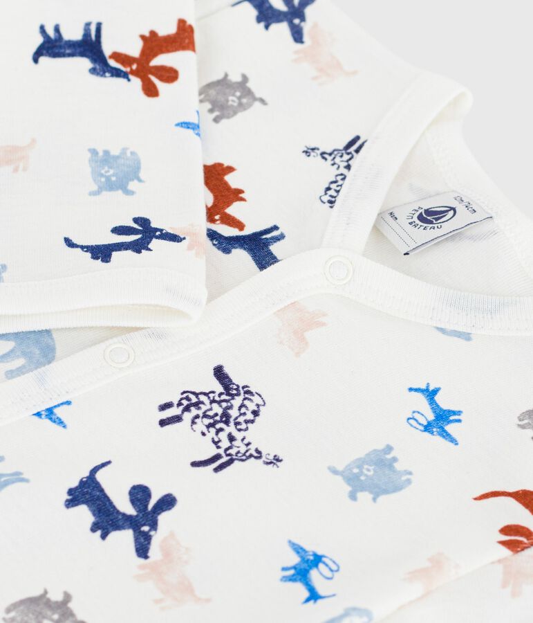 Pyjama b&eacute;b&eacute; en coton sans pieds imprim&eacute; chien blanc MARSHMALLOW/blanc MULTICO