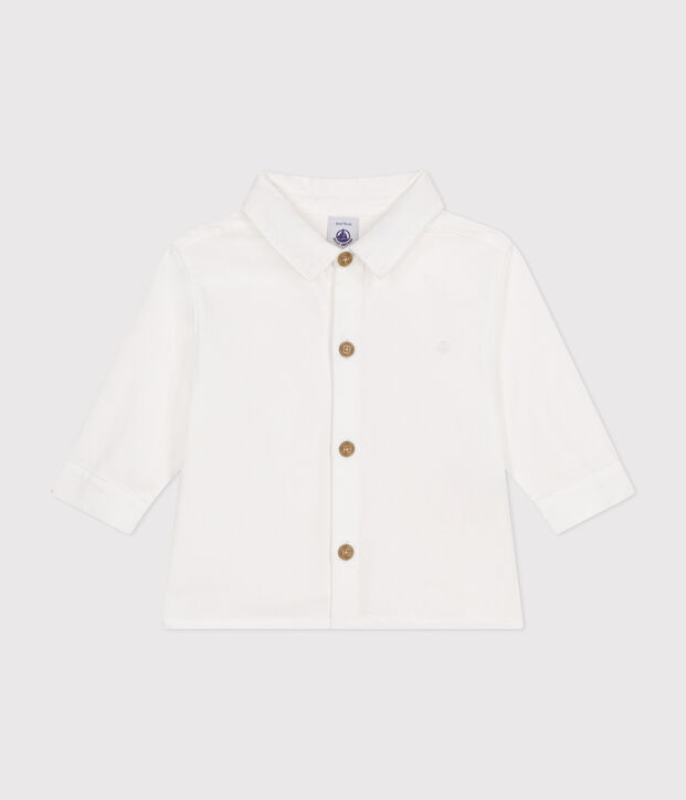 Chemise en piqu&eacute; de coton b&eacute;b&eacute; blanc