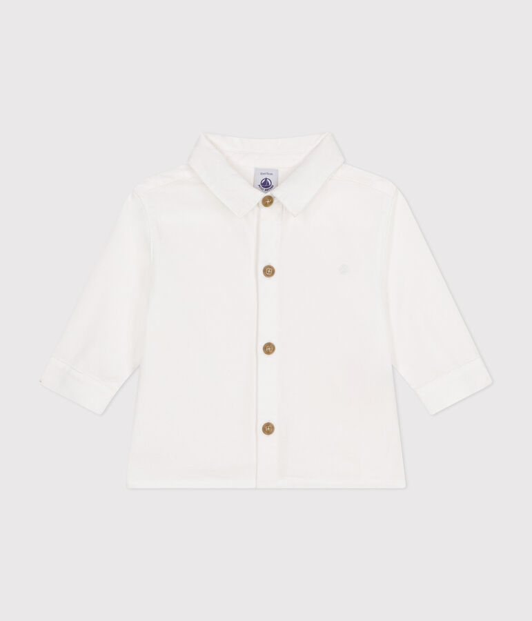 Chemise en piqu&eacute; de coton b&eacute;b&eacute; blanc ECUME