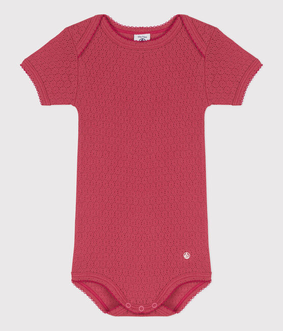 Body manches courtes bébé en maille ajourée rose PAPI