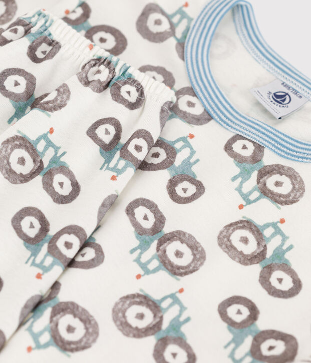 Pyjama tracteur en coton enfant blanc/multicouleur