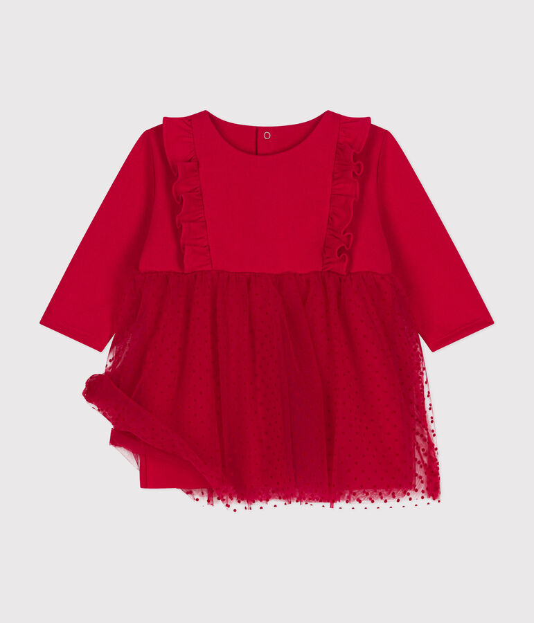 Robe en coton et tulle b&eacute;b&eacute; COULIS